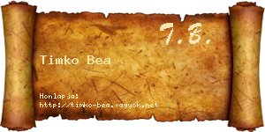 Timko Bea névjegykártya